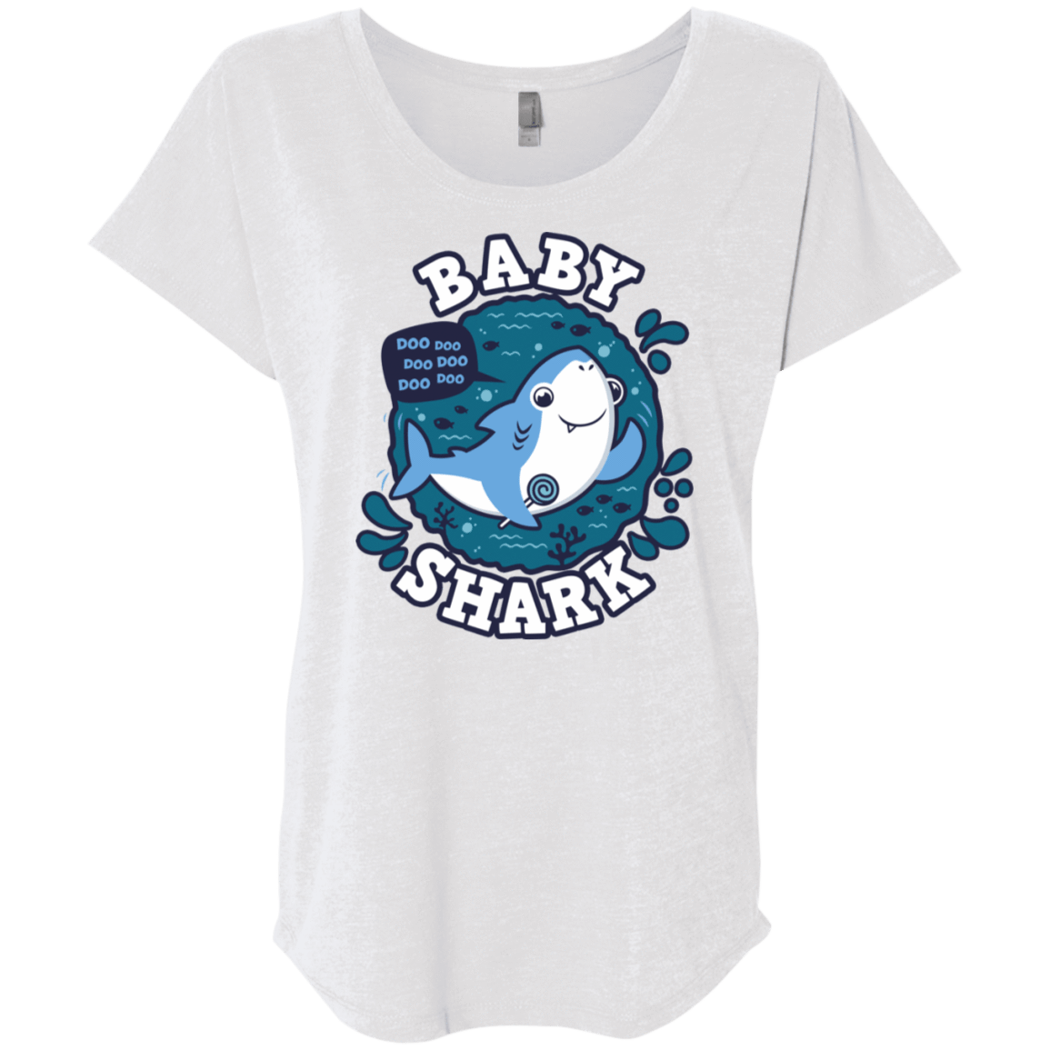 T-Shirts Heather White / X-Small Shark Family trazo - Baby Boy Triblend Dolman Sleeve