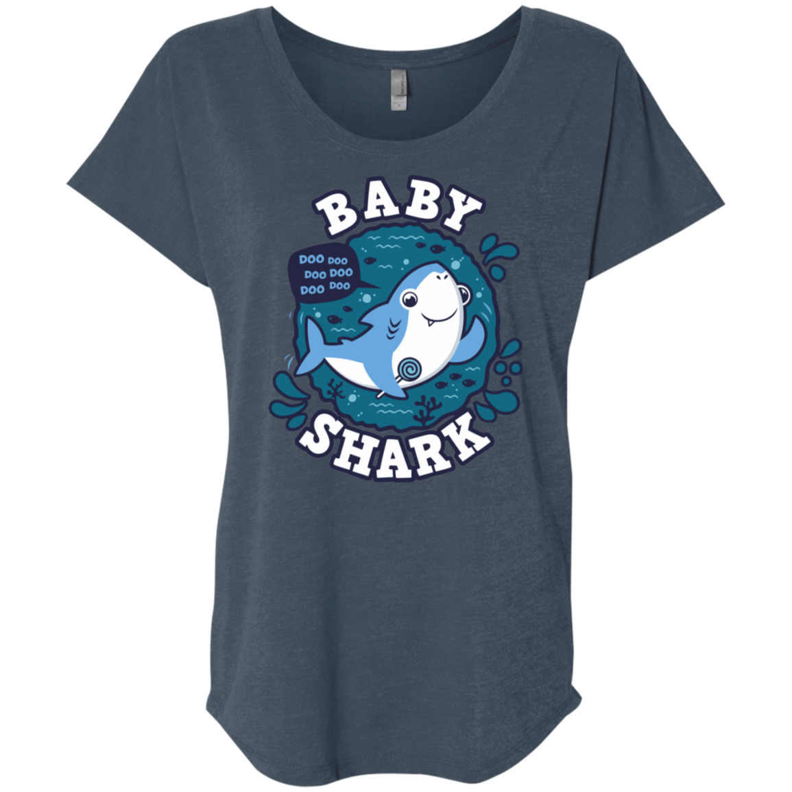T-Shirts Indigo / X-Small Shark Family trazo - Baby Boy Triblend Dolman Sleeve