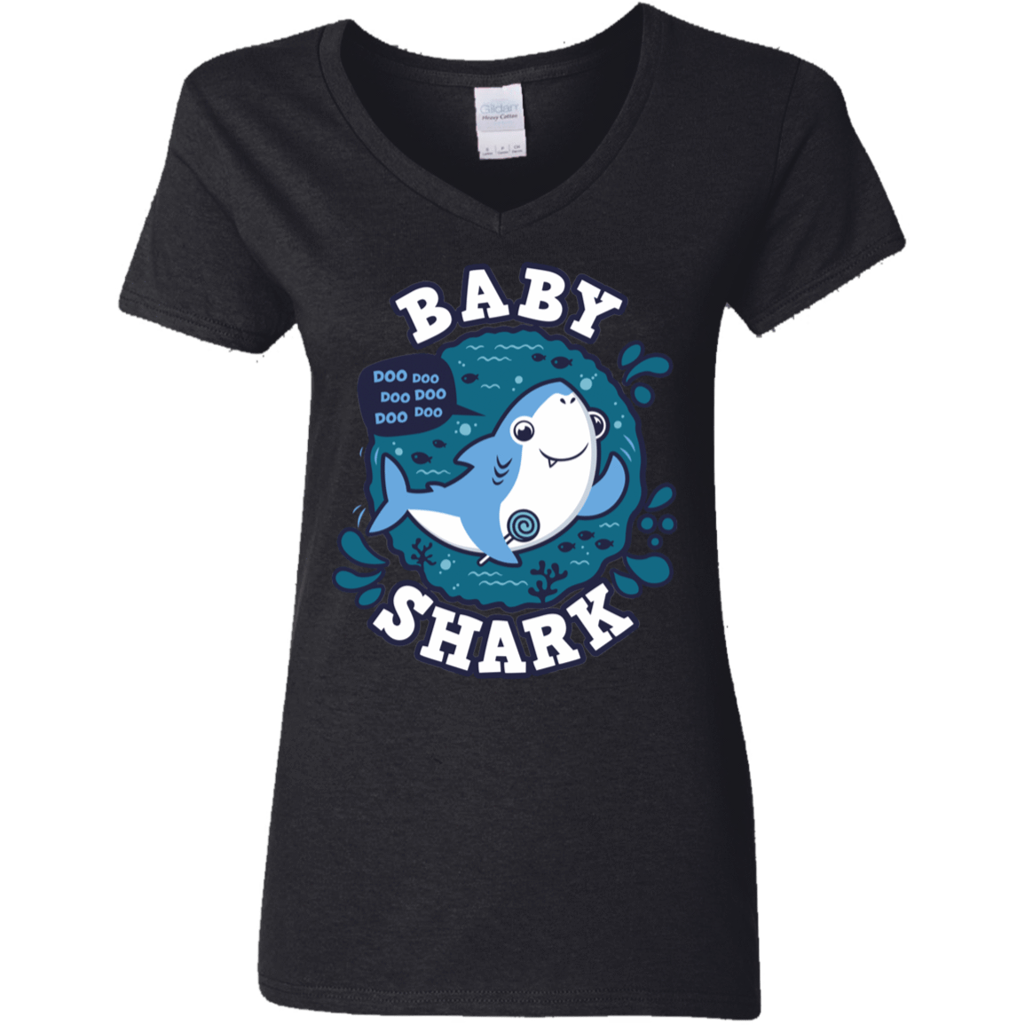 T-Shirts Black / S Shark Family trazo - Baby Boy Women's V-Neck T-Shirt