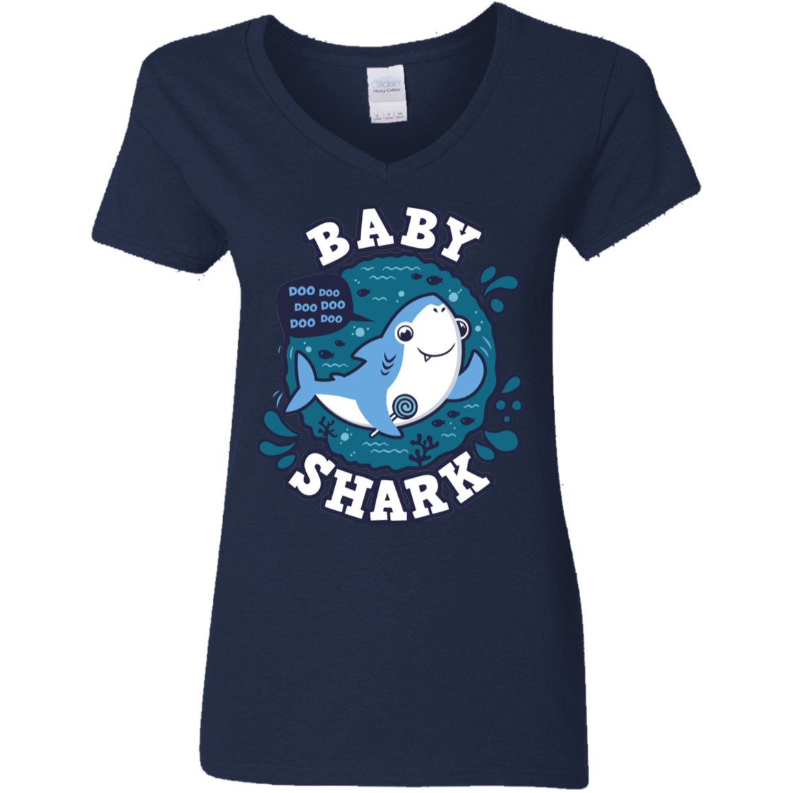 T-Shirts Navy / S Shark Family trazo - Baby Boy Women's V-Neck T-Shirt