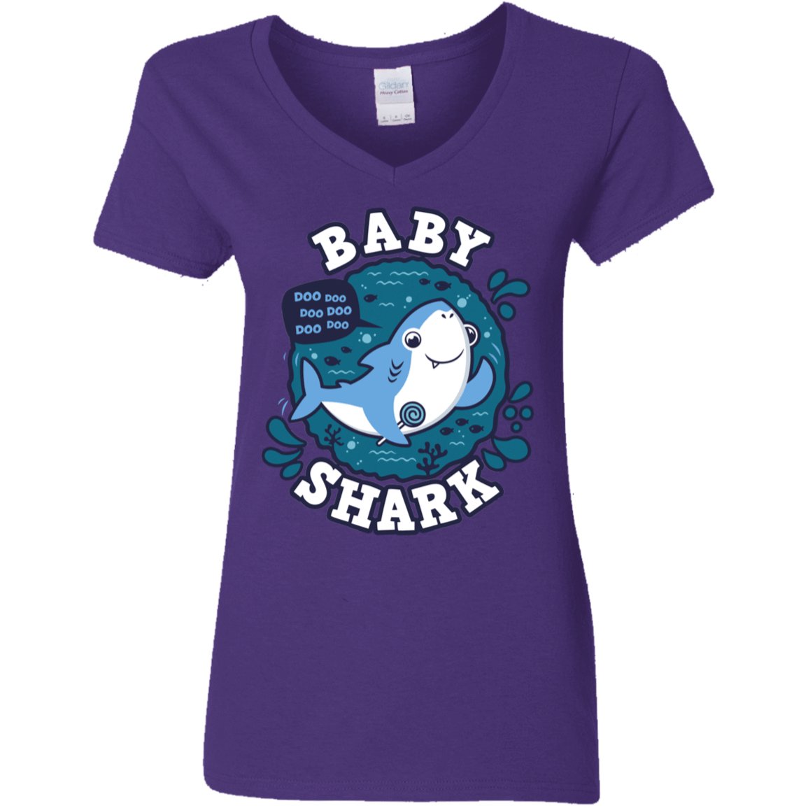 T-Shirts Purple / S Shark Family trazo - Baby Boy Women's V-Neck T-Shirt