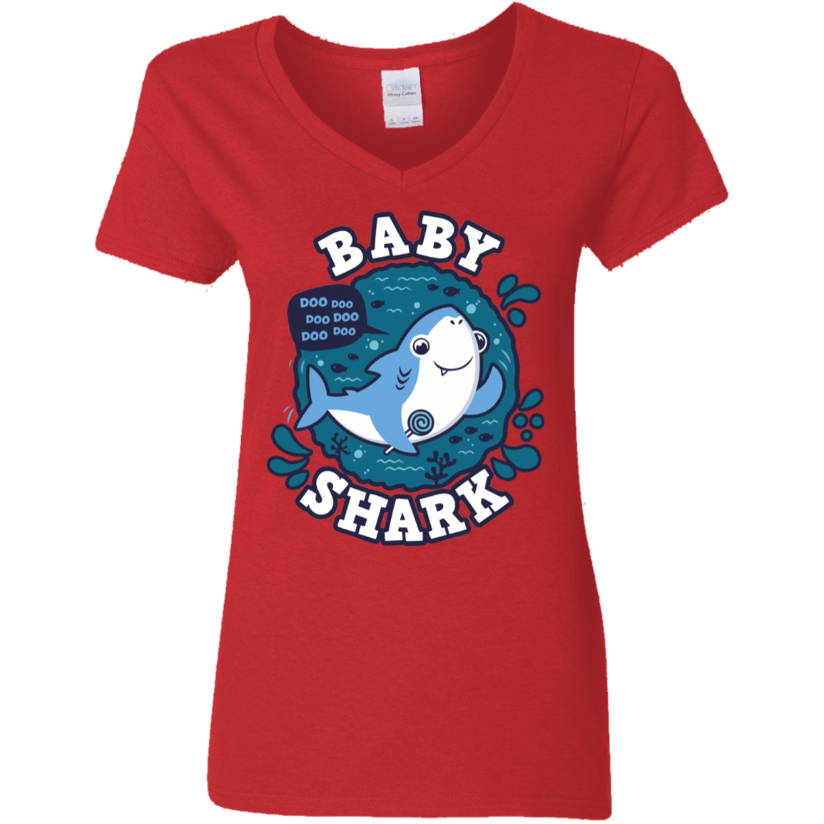 T-Shirts Red / S Shark Family trazo - Baby Boy Women's V-Neck T-Shirt