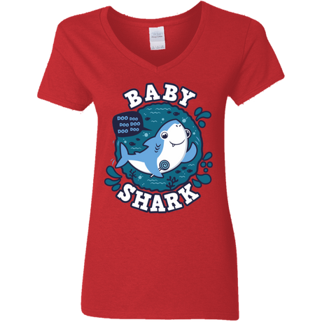 T-Shirts Red / S Shark Family trazo - Baby Boy Women's V-Neck T-Shirt