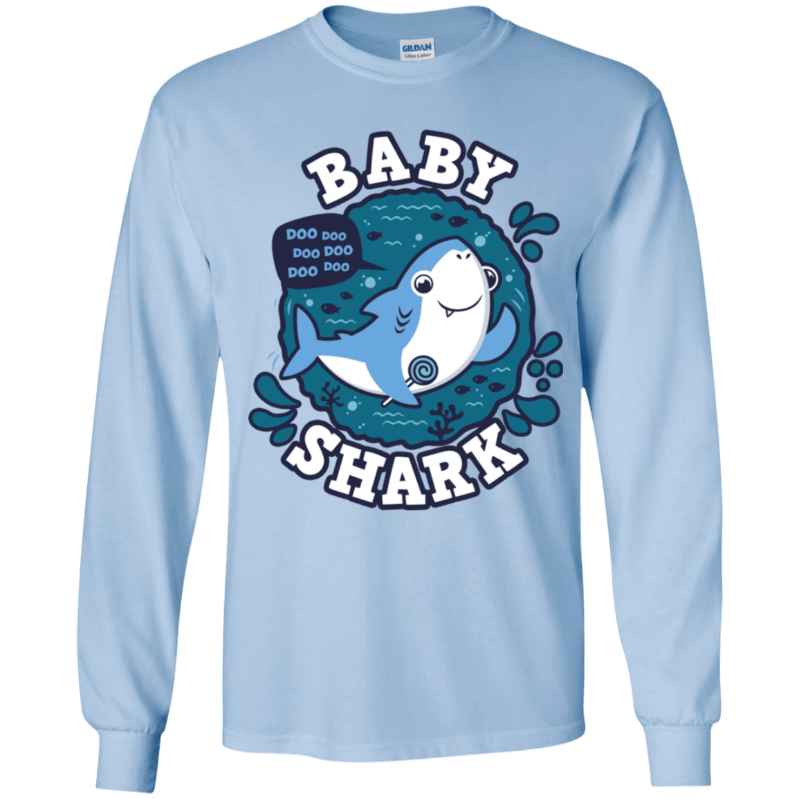 T-Shirts Light Blue / YS Shark Family trazo - Baby Boy Youth Long Sleeve T-Shirt