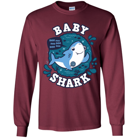 T-Shirts Maroon / YS Shark Family trazo - Baby Boy Youth Long Sleeve T-Shirt