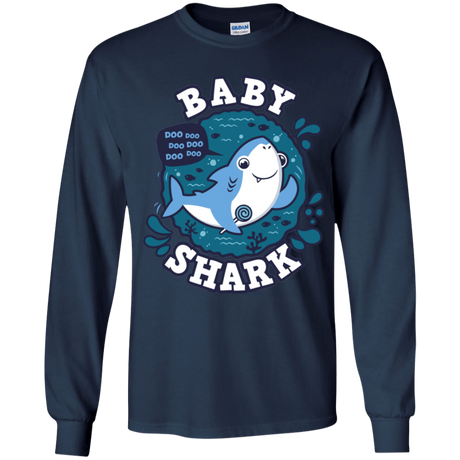 T-Shirts Navy / YS Shark Family trazo - Baby Boy Youth Long Sleeve T-Shirt