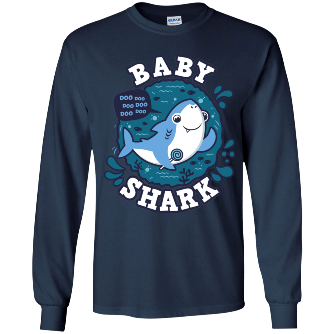 T-Shirts Navy / YS Shark Family trazo - Baby Boy Youth Long Sleeve T-Shirt