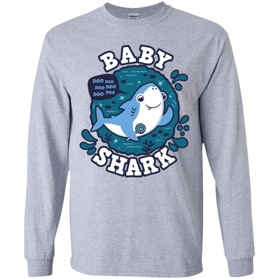 T-Shirts Sport Grey / YS Shark Family trazo - Baby Boy Youth Long Sleeve T-Shirt