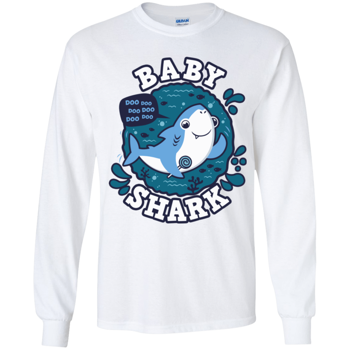 T-Shirts White / YS Shark Family trazo - Baby Boy Youth Long Sleeve T-Shirt