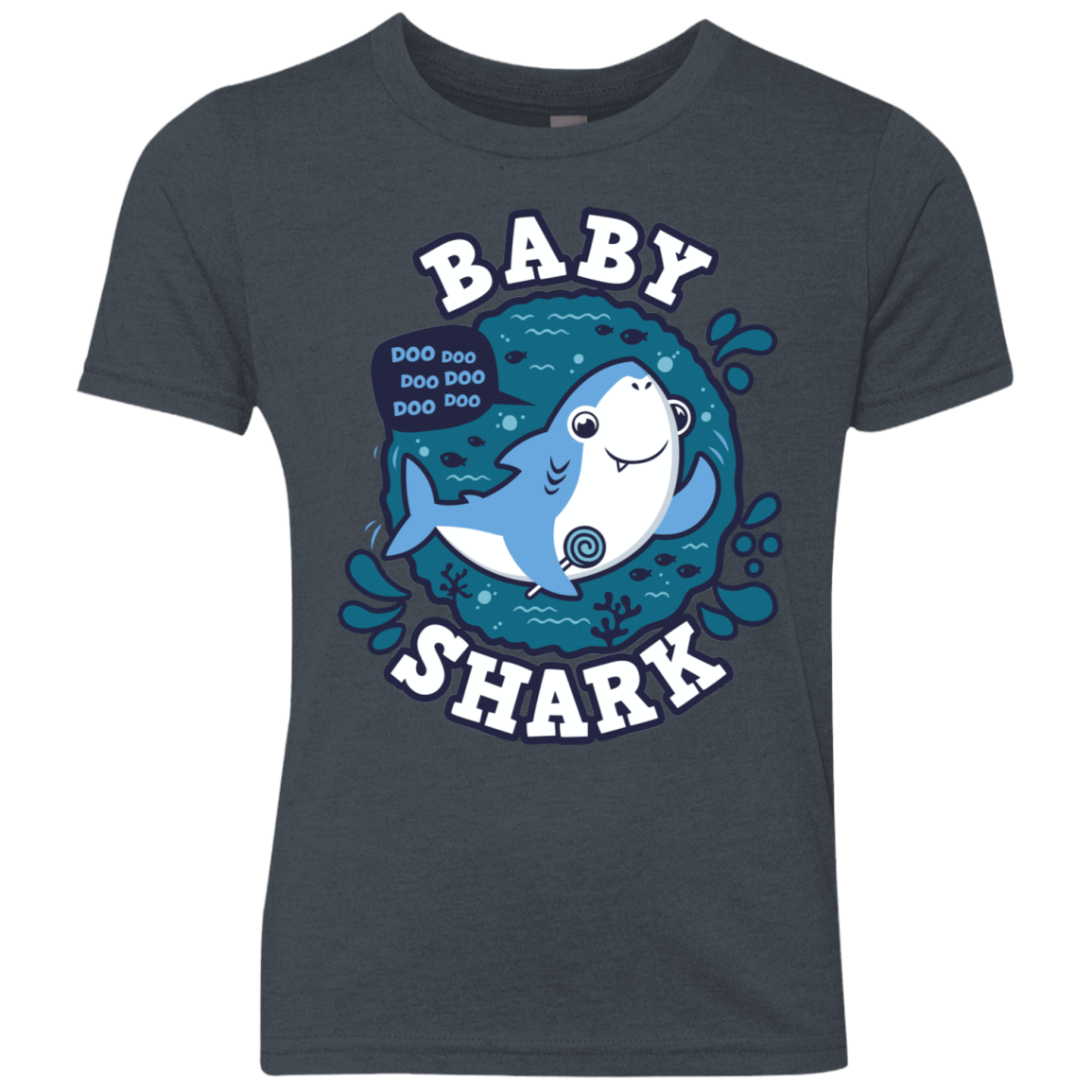 T-Shirts Vintage Navy / YXS Shark Family trazo - Baby Boy Youth Triblend T-Shirt
