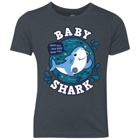 T-Shirts Vintage Navy / YXS Shark Family trazo - Baby Boy Youth Triblend T-Shirt