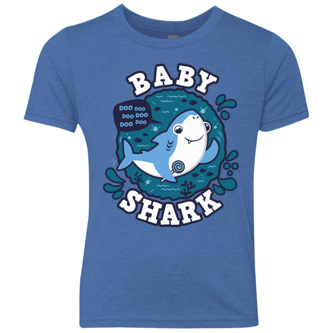 T-Shirts Vintage Royal / YXS Shark Family trazo - Baby Boy Youth Triblend T-Shirt