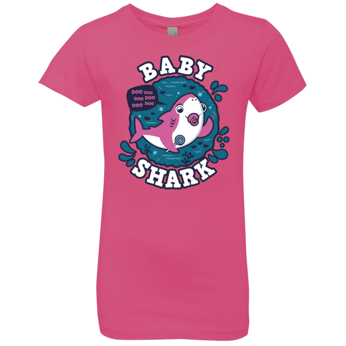 T-Shirts Hot Pink / YXS Shark Family trazo - Baby Girl chupete Girls Premium T-Shirt