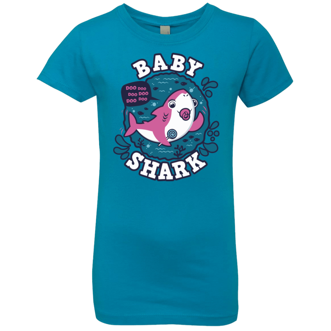 T-Shirts Turquoise / YXS Shark Family trazo - Baby Girl chupete Girls Premium T-Shirt