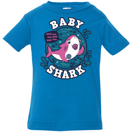 T-Shirts Cobalt / 6 Months Shark Family trazo - Baby Girl chupete Infant Premium T-Shirt