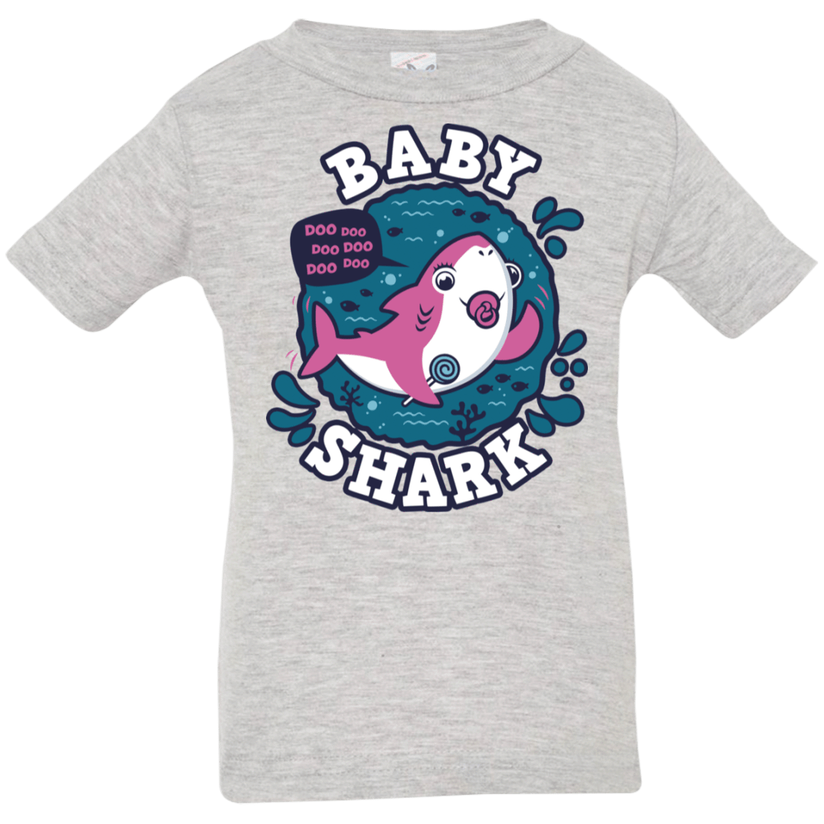 T-Shirts Heather Grey / 6 Months Shark Family trazo - Baby Girl chupete Infant Premium T-Shirt