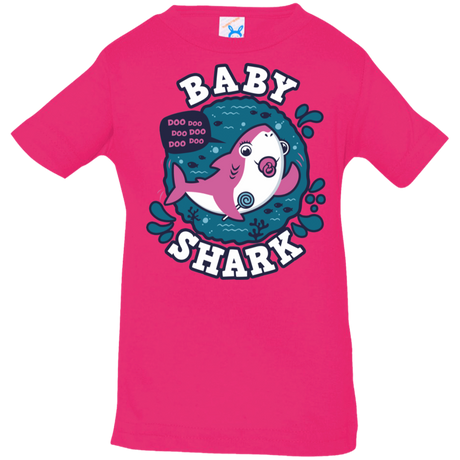 T-Shirts Hot Pink / 6 Months Shark Family trazo - Baby Girl chupete Infant Premium T-Shirt