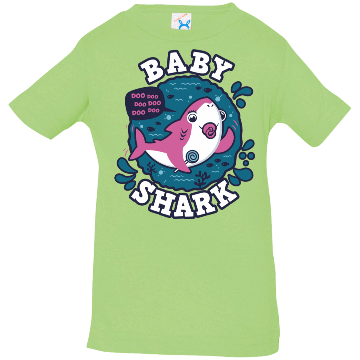 T-Shirts Key Lime / 6 Months Shark Family trazo - Baby Girl chupete Infant Premium T-Shirt