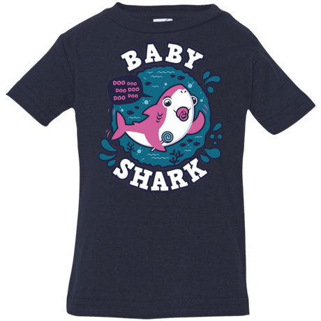 T-Shirts Navy / 6 Months Shark Family trazo - Baby Girl chupete Infant Premium T-Shirt