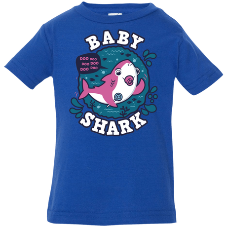 T-Shirts Royal / 6 Months Shark Family trazo - Baby Girl chupete Infant Premium T-Shirt