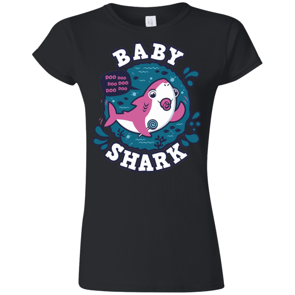 T-Shirts Black / S Shark Family trazo - Baby Girl chupete Junior Slimmer-Fit T-Shirt