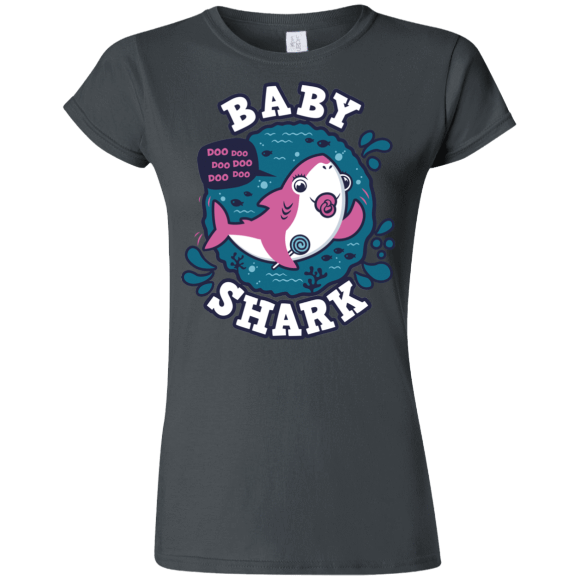 T-Shirts Charcoal / S Shark Family trazo - Baby Girl chupete Junior Slimmer-Fit T-Shirt