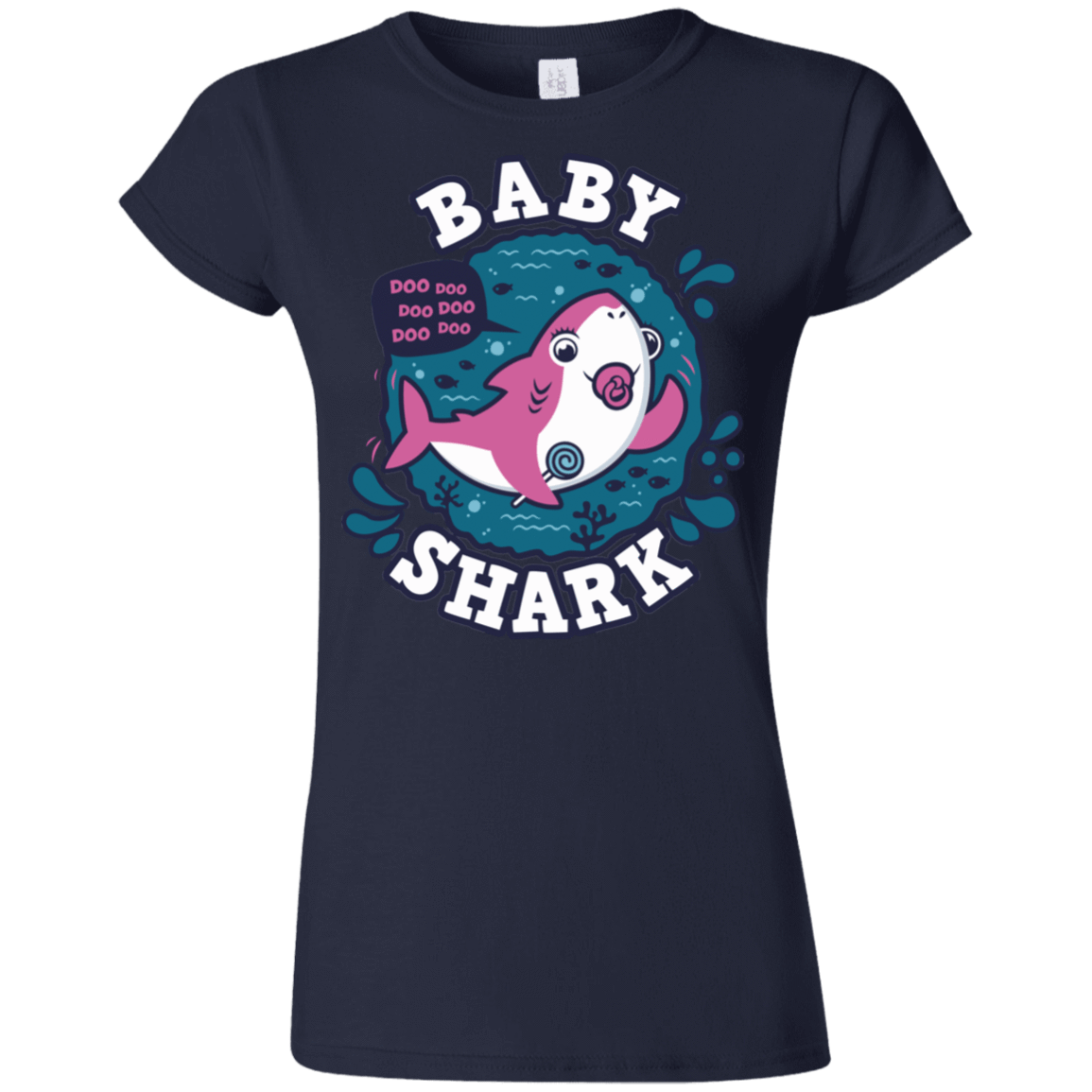 T-Shirts Navy / S Shark Family trazo - Baby Girl chupete Junior Slimmer-Fit T-Shirt