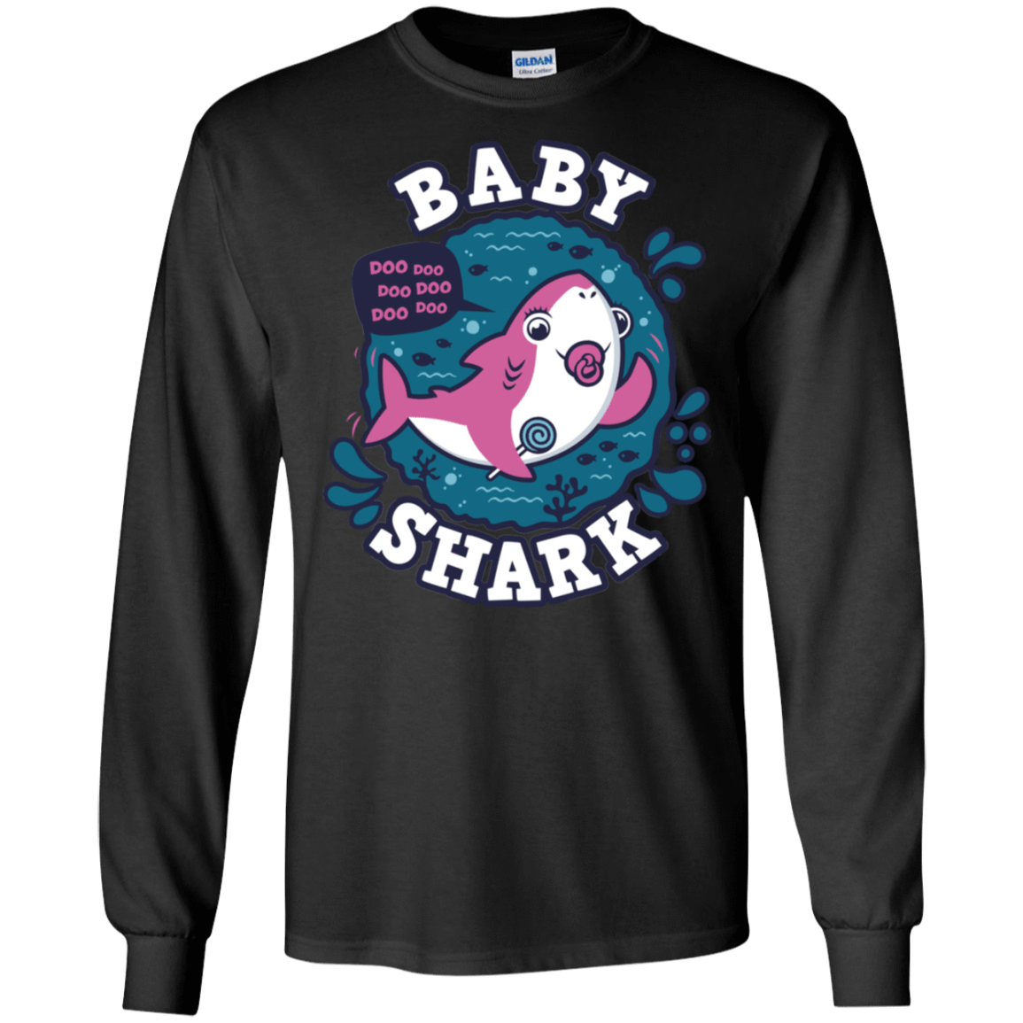 T-Shirts Black / S Shark Family trazo - Baby Girl chupete Men's Long Sleeve T-Shirt