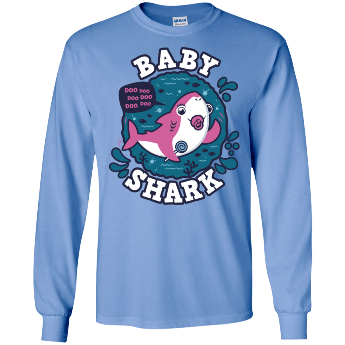 T-Shirts Carolina Blue / S Shark Family trazo - Baby Girl chupete Men's Long Sleeve T-Shirt