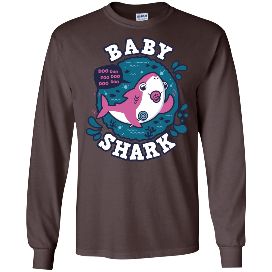 T-Shirts Dark Chocolate / S Shark Family trazo - Baby Girl chupete Men's Long Sleeve T-Shirt