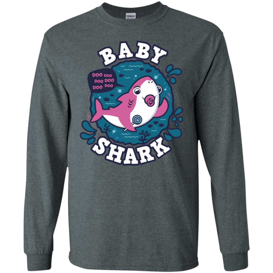 T-Shirts Dark Heather / S Shark Family trazo - Baby Girl chupete Men's Long Sleeve T-Shirt