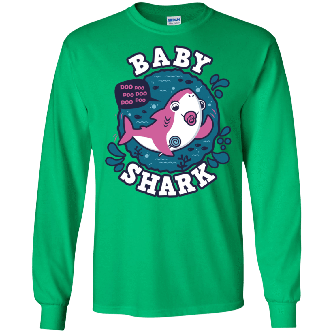 T-Shirts Irish Green / S Shark Family trazo - Baby Girl chupete Men's Long Sleeve T-Shirt