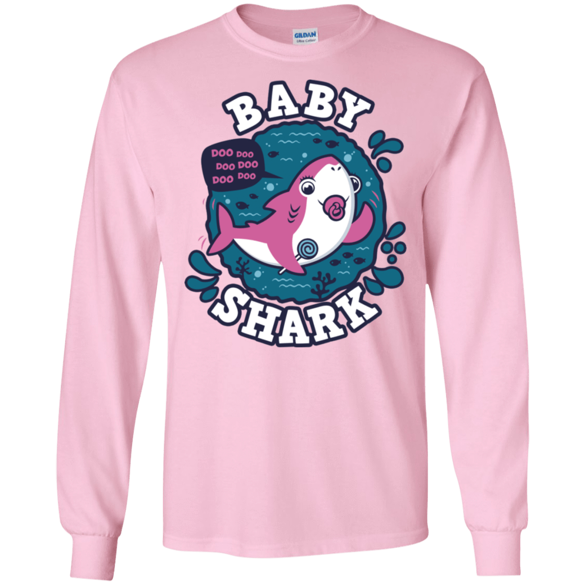 T-Shirts Light Pink / S Shark Family trazo - Baby Girl chupete Men's Long Sleeve T-Shirt