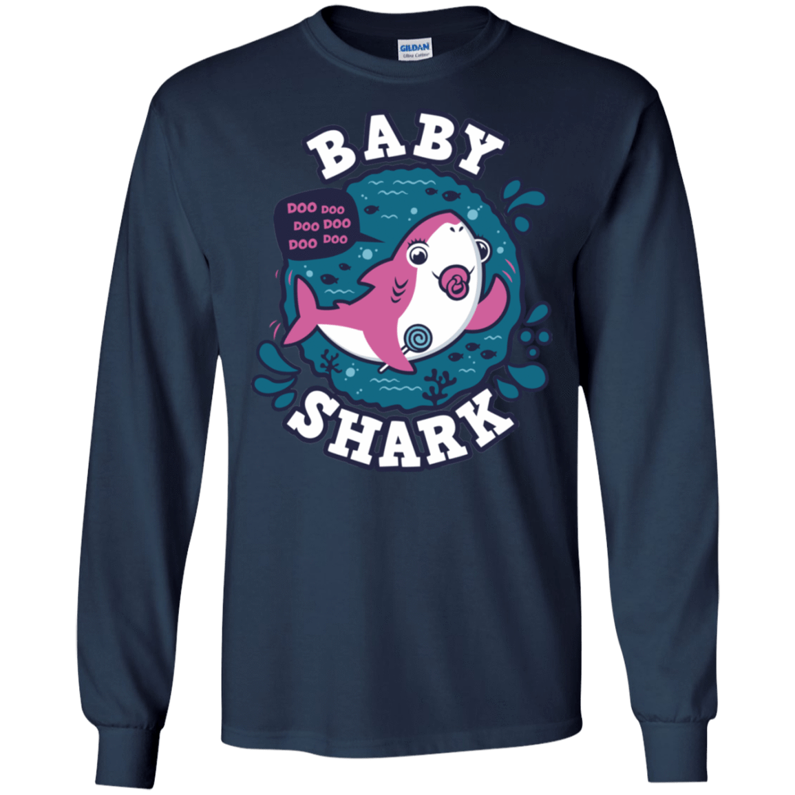 T-Shirts Navy / S Shark Family trazo - Baby Girl chupete Men's Long Sleeve T-Shirt