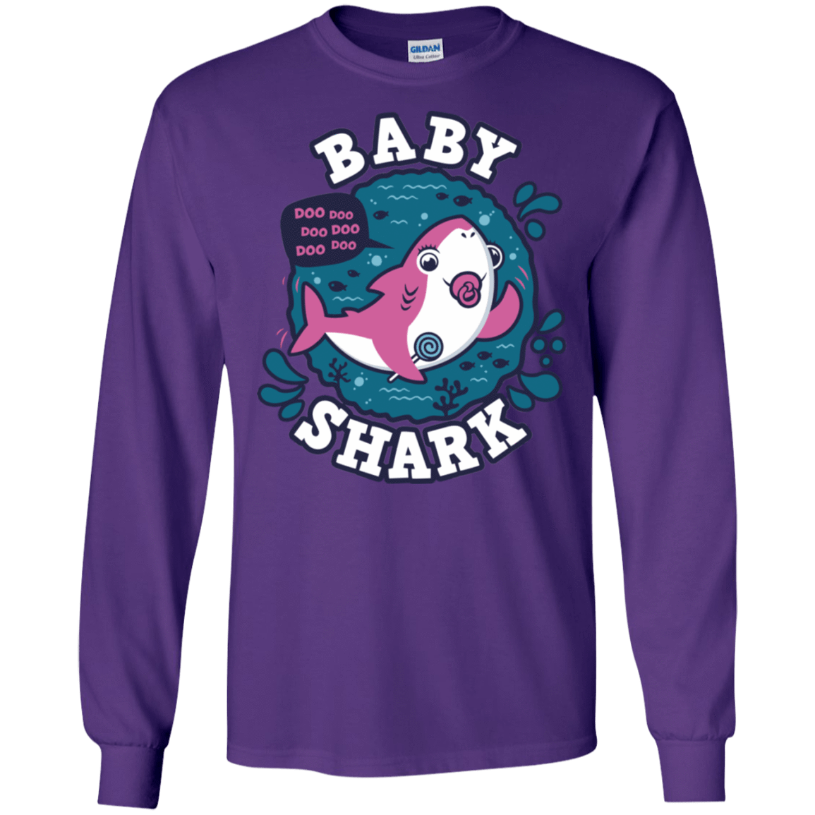 T-Shirts Purple / S Shark Family trazo - Baby Girl chupete Men's Long Sleeve T-Shirt