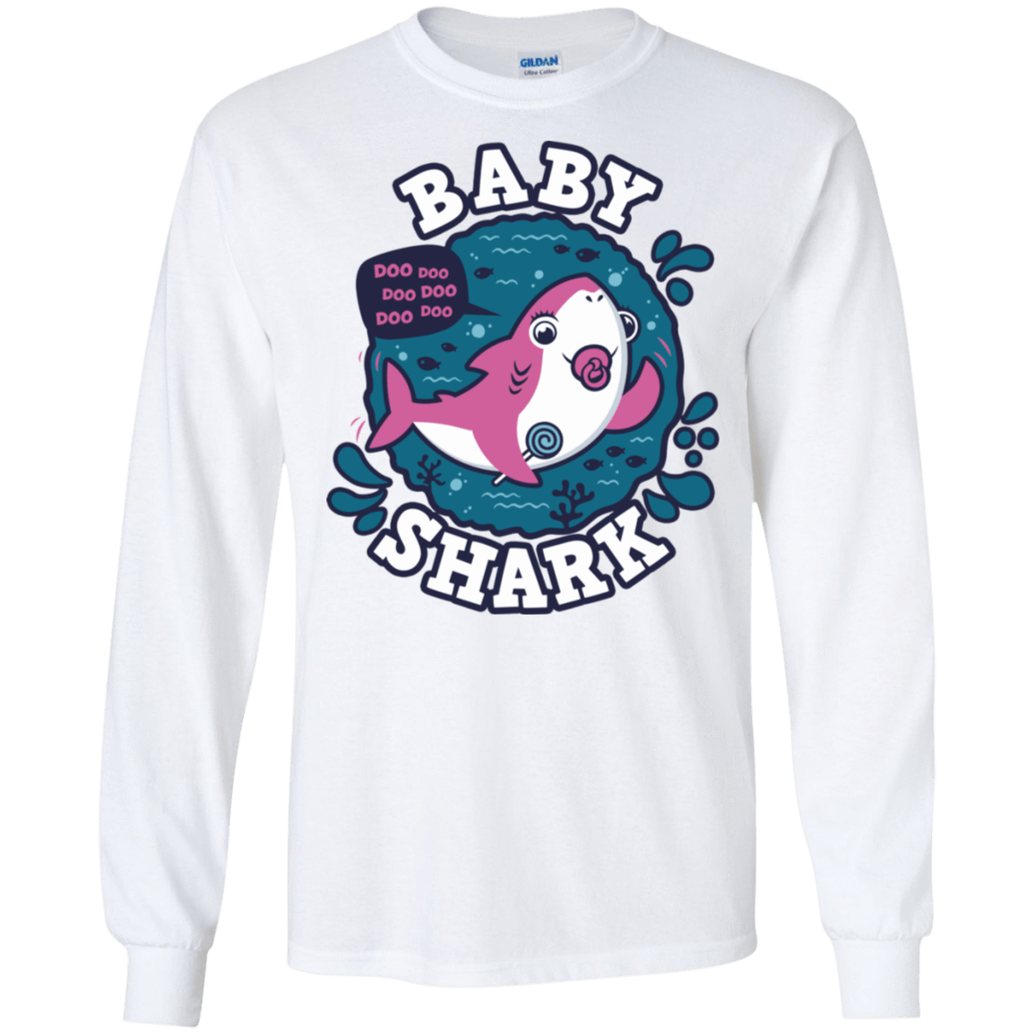 T-Shirts White / S Shark Family trazo - Baby Girl chupete Men's Long Sleeve T-Shirt