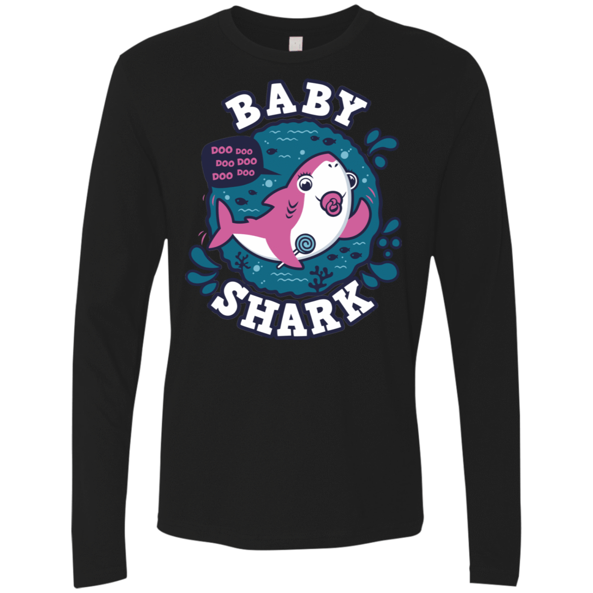 T-Shirts Black / S Shark Family trazo - Baby Girl chupete Men's Premium Long Sleeve