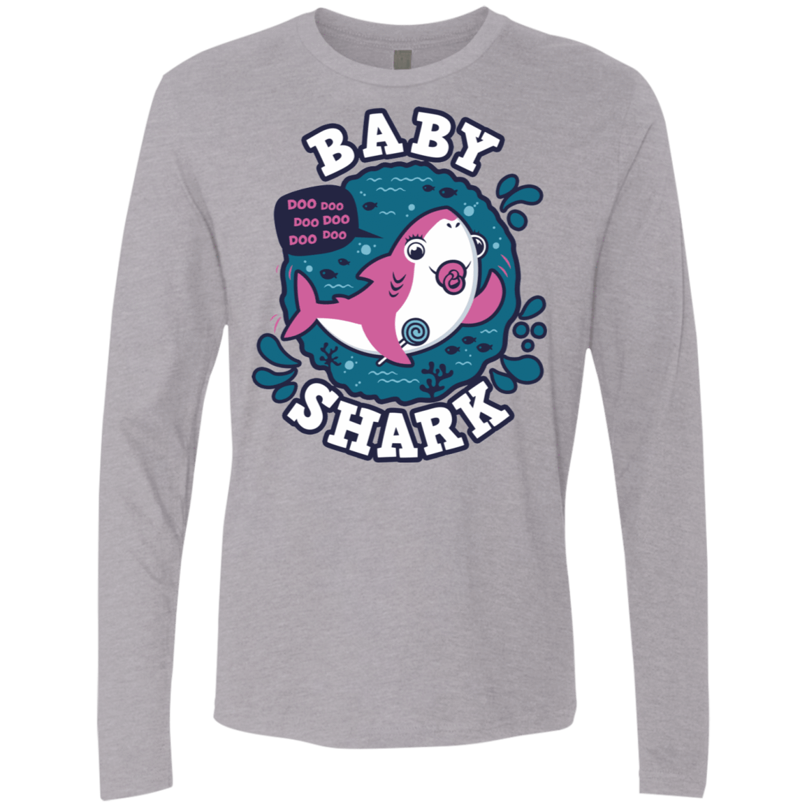T-Shirts Heather Grey / S Shark Family trazo - Baby Girl chupete Men's Premium Long Sleeve