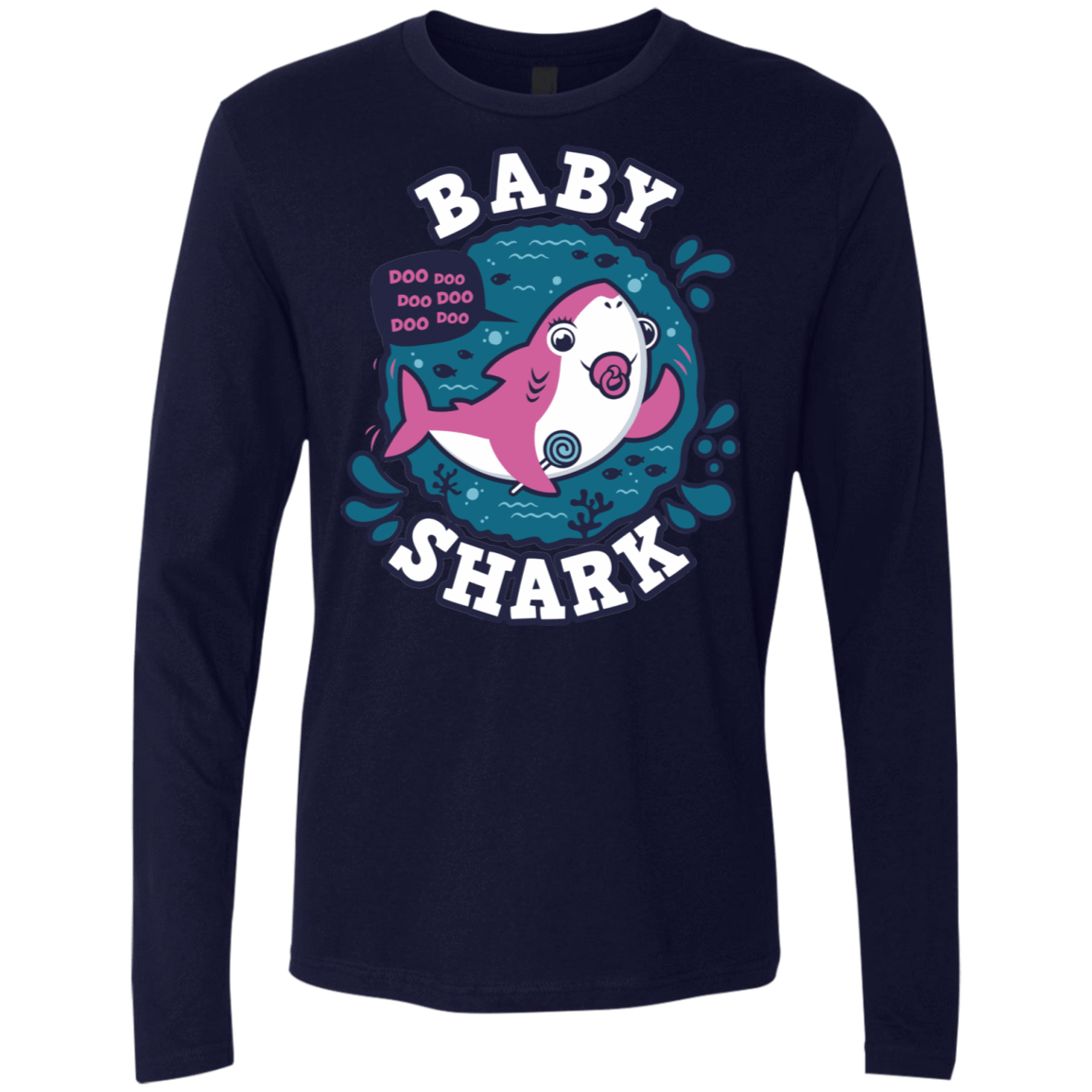 T-Shirts Midnight Navy / S Shark Family trazo - Baby Girl chupete Men's Premium Long Sleeve