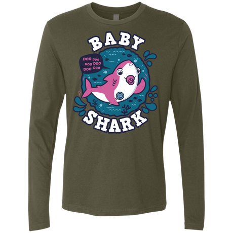 T-Shirts Military Green / S Shark Family trazo - Baby Girl chupete Men's Premium Long Sleeve