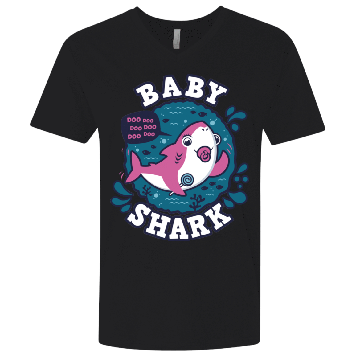 T-Shirts Black / X-Small Shark Family trazo - Baby Girl chupete Men's Premium V-Neck