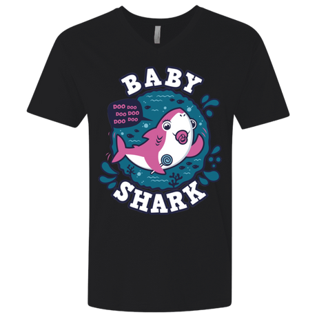 T-Shirts Black / X-Small Shark Family trazo - Baby Girl chupete Men's Premium V-Neck