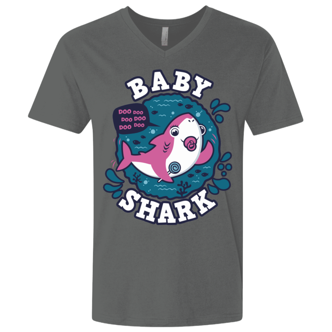 T-Shirts Heavy Metal / X-Small Shark Family trazo - Baby Girl chupete Men's Premium V-Neck
