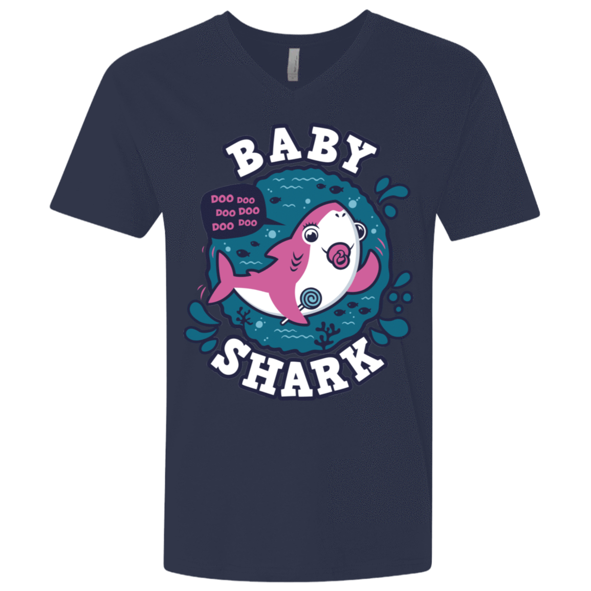 T-Shirts Midnight Navy / X-Small Shark Family trazo - Baby Girl chupete Men's Premium V-Neck