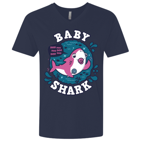 T-Shirts Midnight Navy / X-Small Shark Family trazo - Baby Girl chupete Men's Premium V-Neck