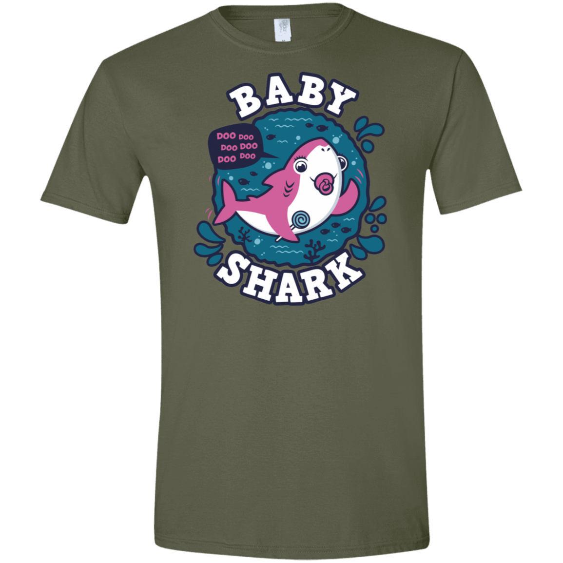 T-Shirts Military Green / S Shark Family trazo - Baby Girl chupete Men's Semi-Fitted Softstyle