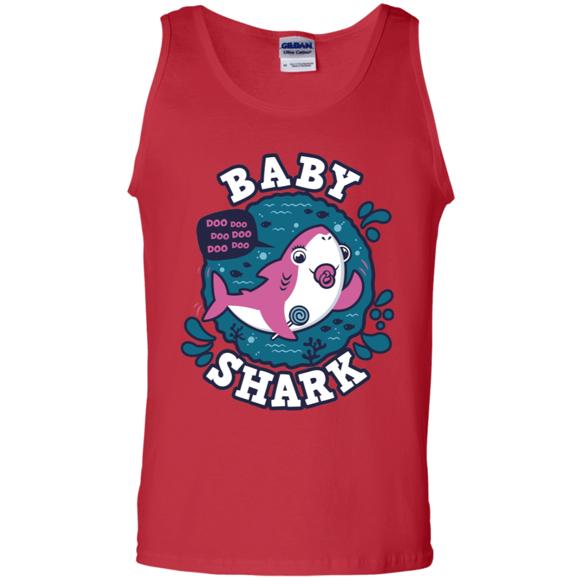T-Shirts Red / S Shark Family trazo - Baby Girl chupete Men's Tank Top