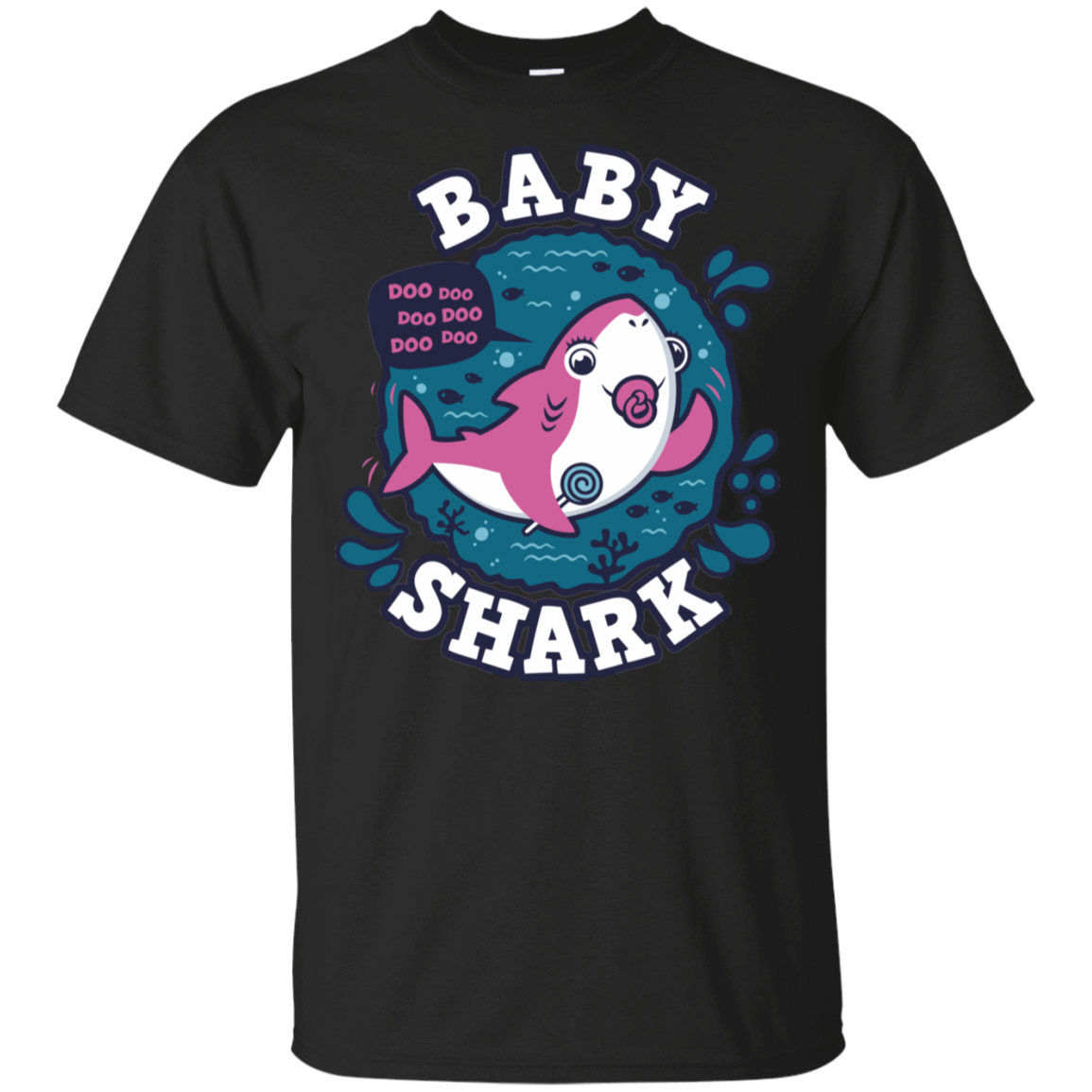 T-Shirts Black / S Shark Family trazo - Baby Girl chupete T-Shirt