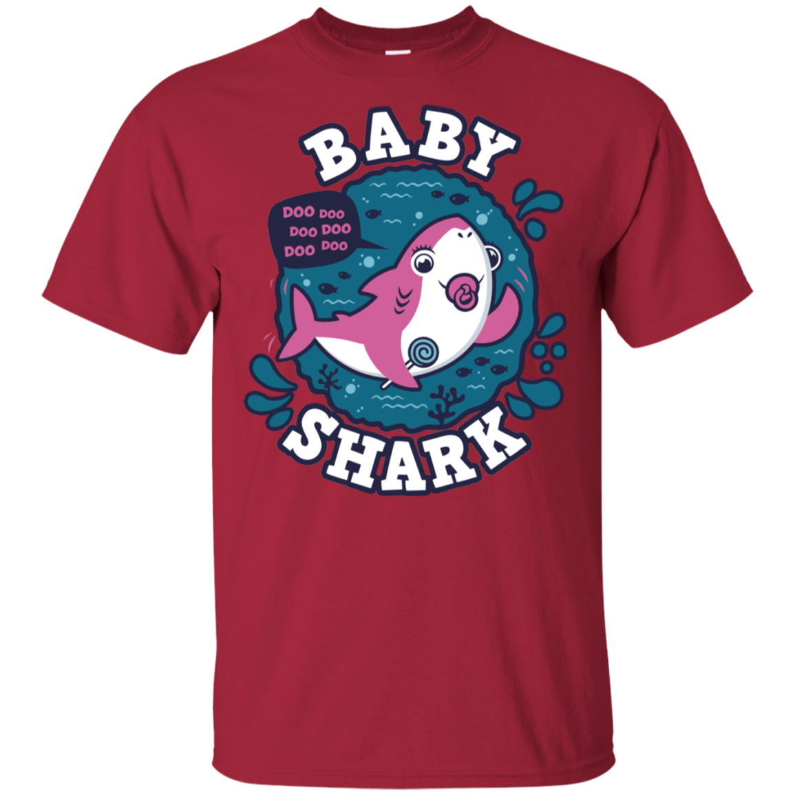 T-Shirts Cardinal / S Shark Family trazo - Baby Girl chupete T-Shirt
