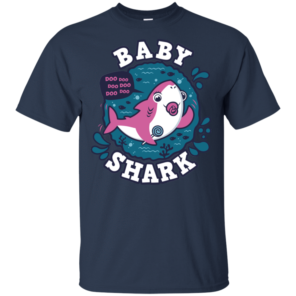 T-Shirts Navy / S Shark Family trazo - Baby Girl chupete T-Shirt